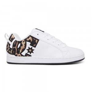 Dámské Skate Boty DC Shoes Court Graffik Bílé Leopard | RULY-72419