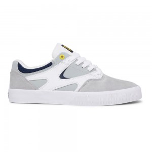 Pánské Skate Boty DC Shoes Kalis Vulc Šedé Bílé | TLZJ-29348