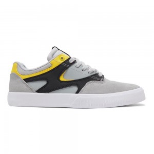 Pánské Skate Boty DC Shoes Kalis Vulc Šedé Žluté | IELG-26754