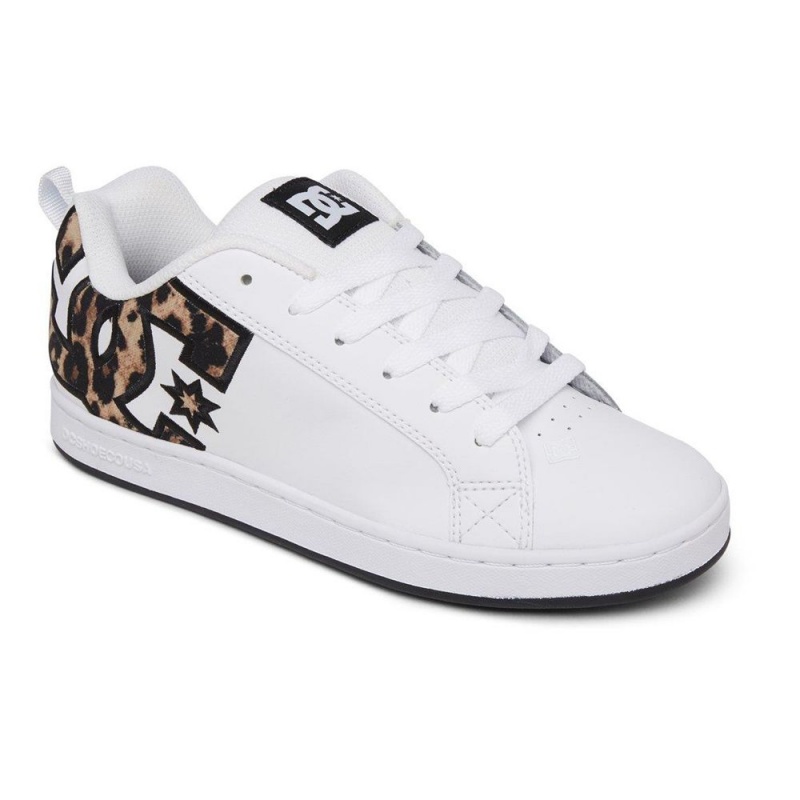 Dámské Skate Boty DC Shoes Court Graffik Bílé Leopard | RULY-72419