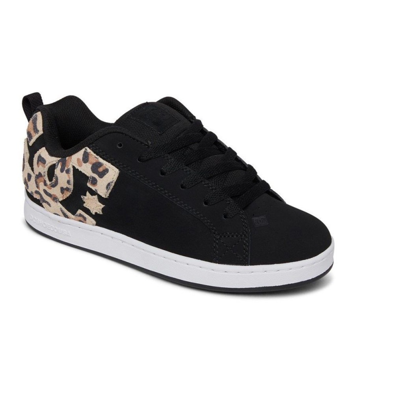 Dámské Skate Boty DC Shoes Court Graffik Černé Leopard | PUBM-50891