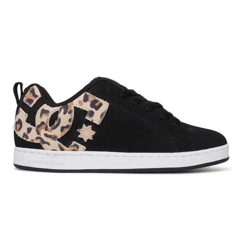 Dámské Skate Boty DC Shoes Court Graffik Černé Leopard | PUBM-50891