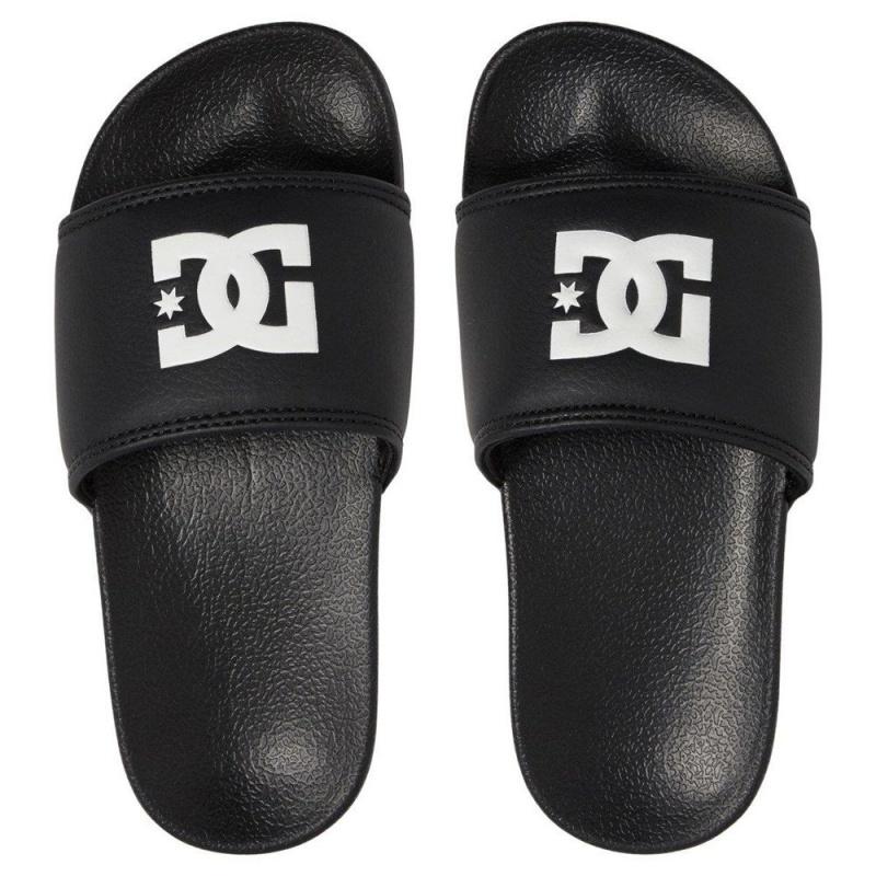 Dětské Sandály DC Shoes Slides Černé Bílé | KLGH-61390