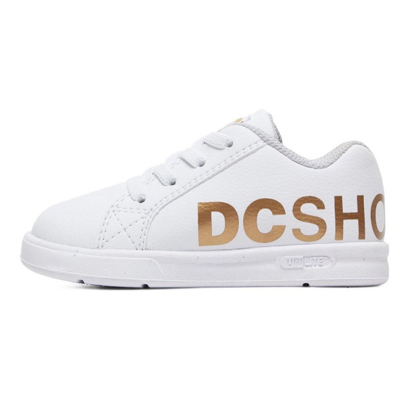 Dětské Skate Boty DC Shoes Court Graffik Bílé Zlaté | NJCU-83642