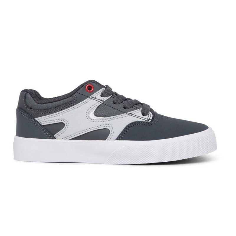 Dětské Skate Boty DC Shoes Kalis Vulc Šedé Červené | SVKI-04359