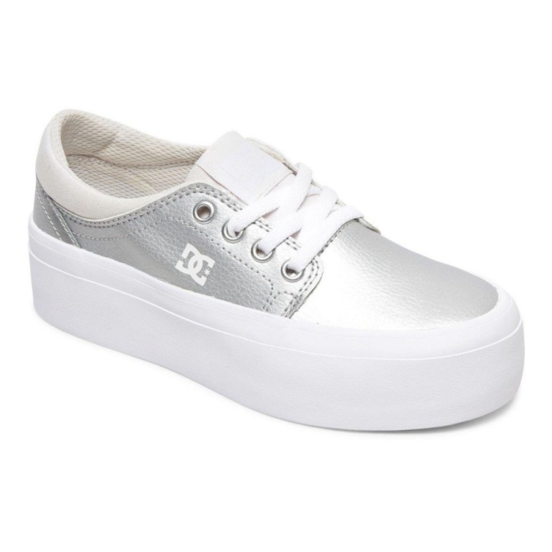 Dětské Skate Boty DC Shoes Trase Stříbrné Bílé | STUD-32897