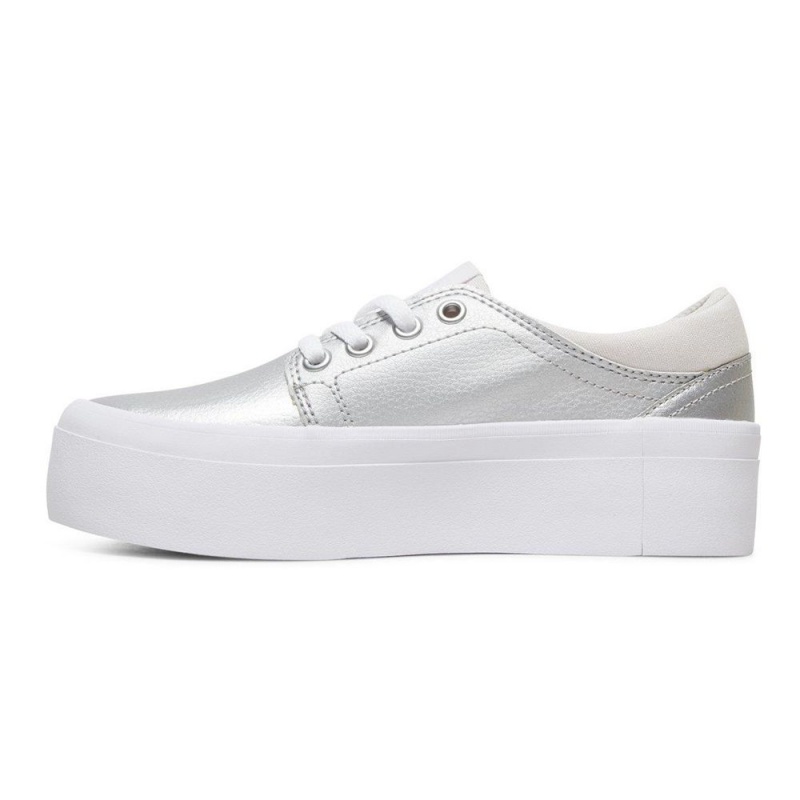 Dětské Skate Boty DC Shoes Trase Stříbrné Bílé | STUD-32897