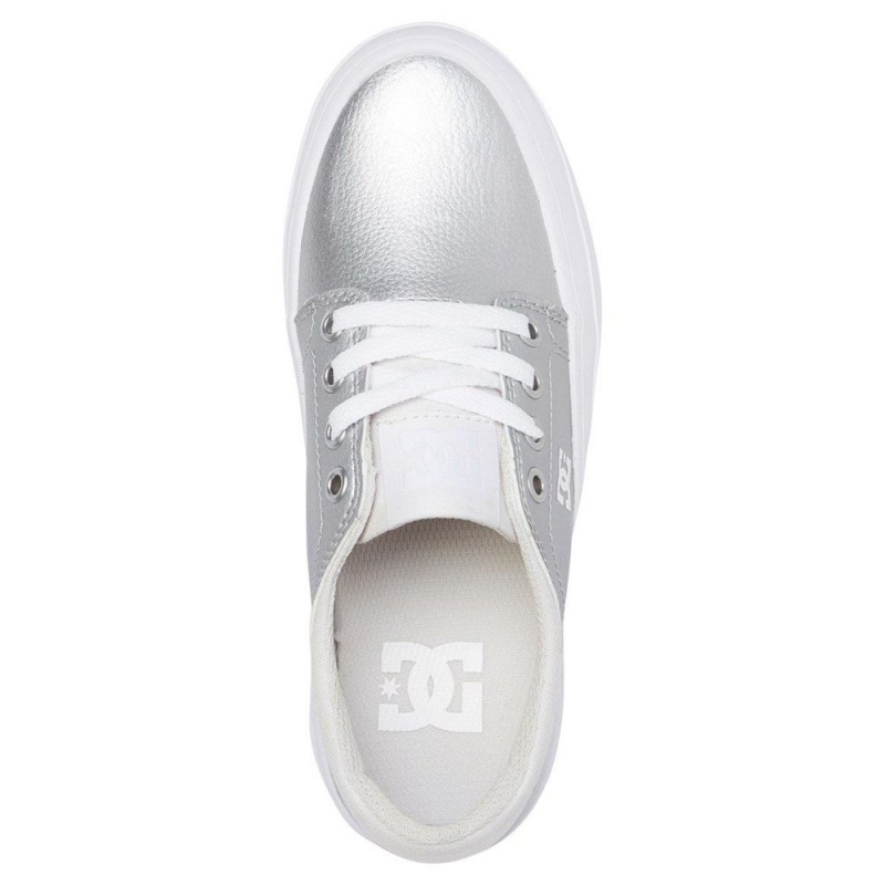 Dětské Skate Boty DC Shoes Trase Stříbrné Bílé | STUD-32897