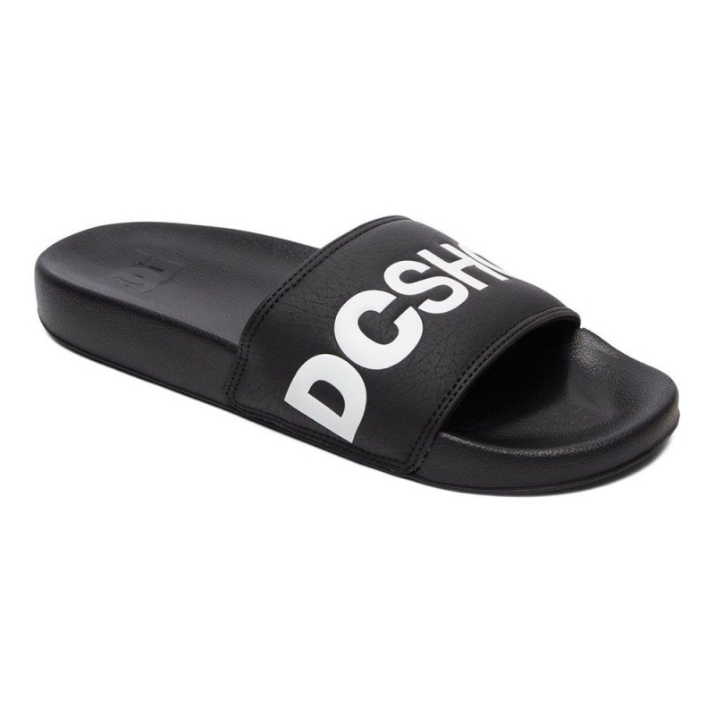 Pánské Sandály DC Shoes Slides Černé Bílé | KVFB-59218