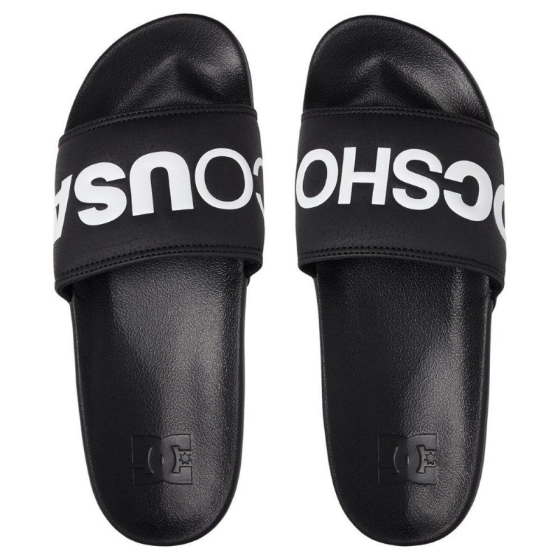 Pánské Sandály DC Shoes Slides Černé Bílé | KVFB-59218