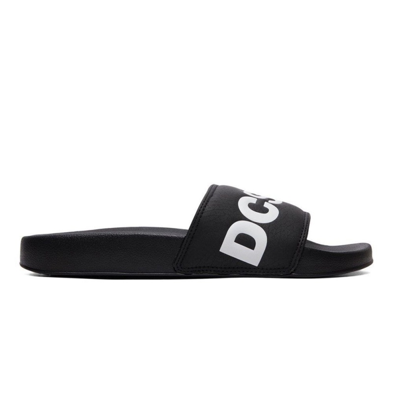 Pánské Sandály DC Shoes Slides Černé Bílé | KVFB-59218