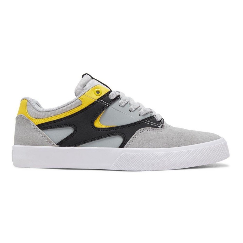 Pánské Skate Boty DC Shoes Kalis Vulc Šedé Žluté | IELG-26754